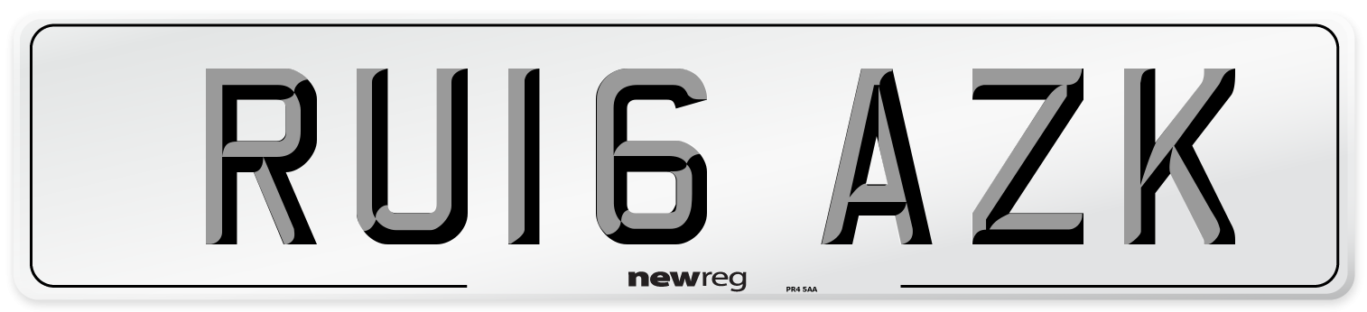 RU16 AZK Number Plate from New Reg